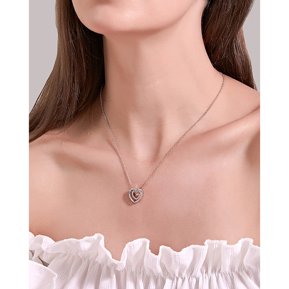 Sweet and Classy Heart within Heart Gold Tone Necklace - Picture 4 of 4